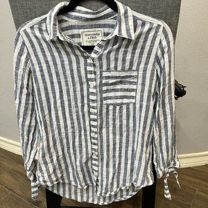 Abercrombie & Fitch Button Down Long Sleeve Shirt X-Small Blue White Stripe Tie